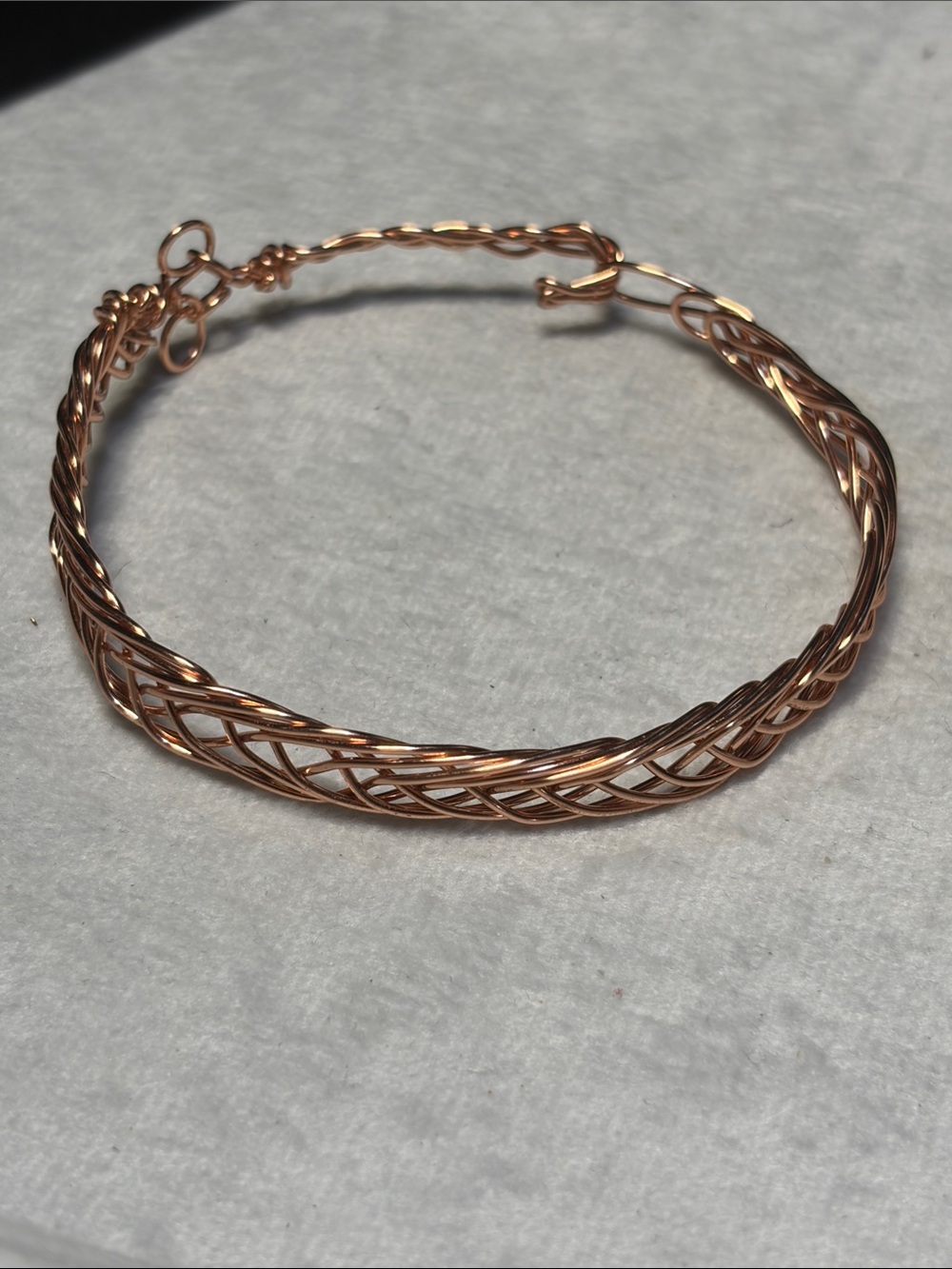 Rose Gold Twisted Wire Bangle Bracelet